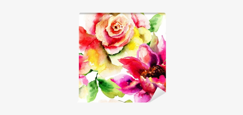 Seamless Pattern With Summer Flowers Wall Mural • Pixers® - Wilde Poesien By Susann Kraft 9783738624977 (paperback), transparent png #1675791