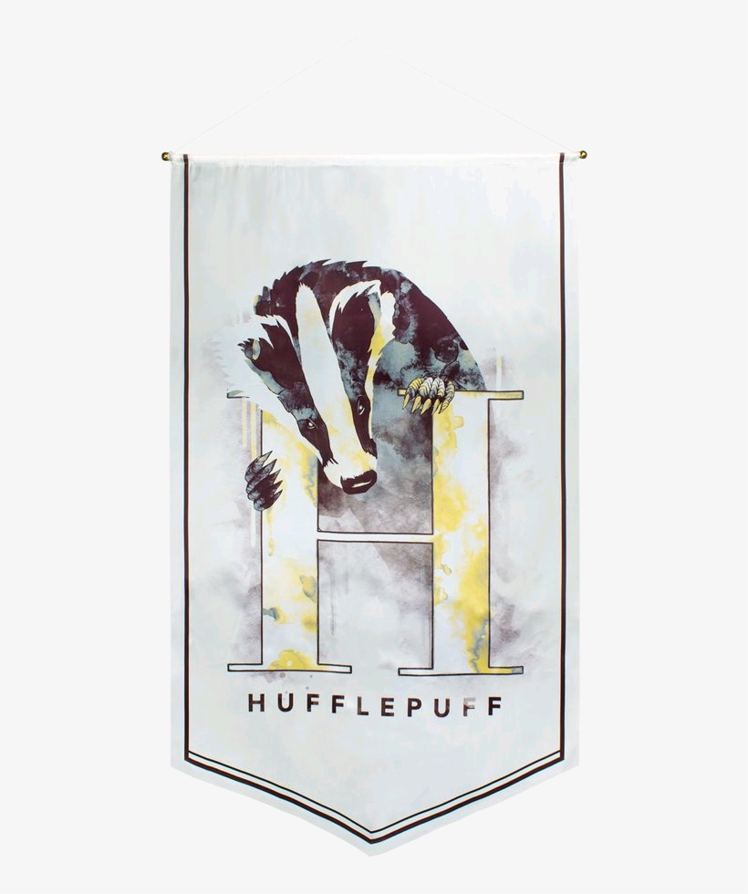 Hufflepuff Watercolour Satin Banner - Harry Potter Hufflepuff, transparent png #1677376