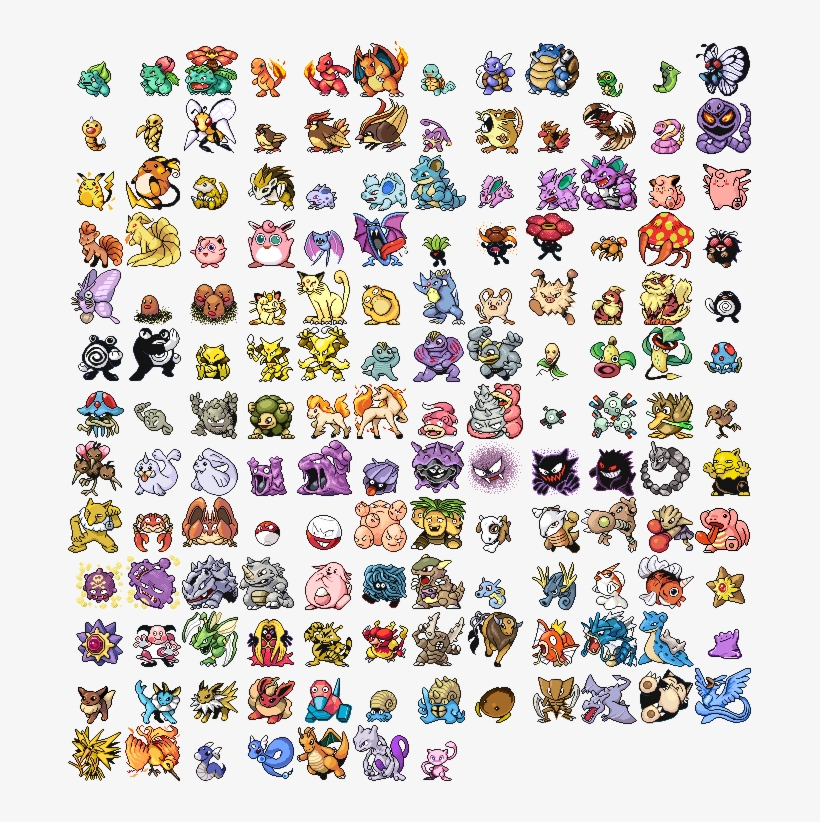 Gen I Sprites Re-coloured - All Pokemon In Pokemon Red And Blue, transparent png #1678166