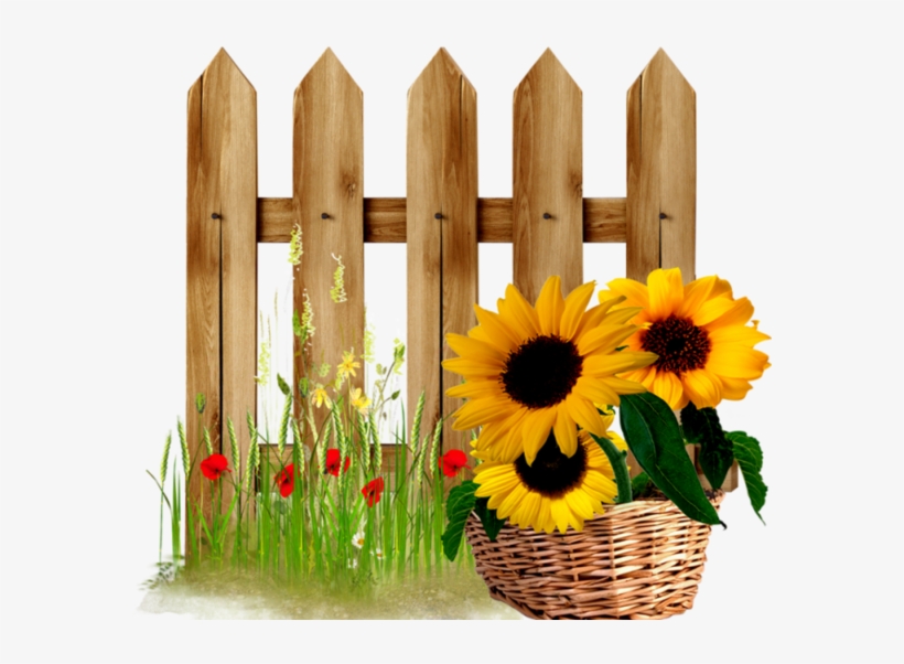 Sunflower Fence - Fence Design Clip Art, transparent png #1678532