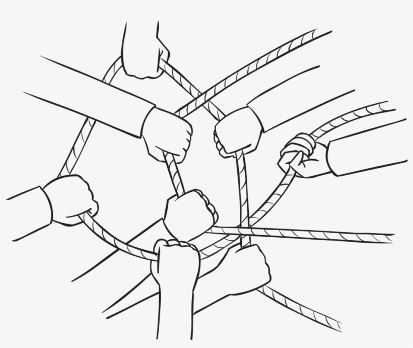 Back Group Of Hands Holding Onto A Cross Cross Of Ropes - Human Knot, transparent png #1678739