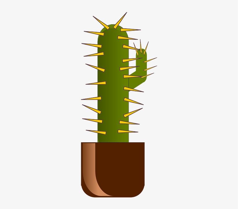 Cactus, Cartoon, Plant, Desert, Spikes, Potted, Pot - Cactus Spikes Cartoon, transparent png #1679772