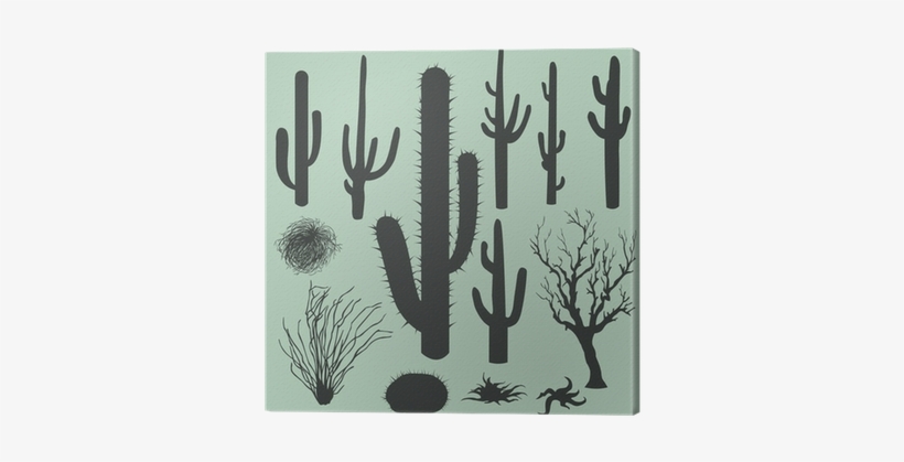 Vector Set Of Silhouettes Of Cacti And Other Desert - Desert Bush Vector, transparent png #1680298