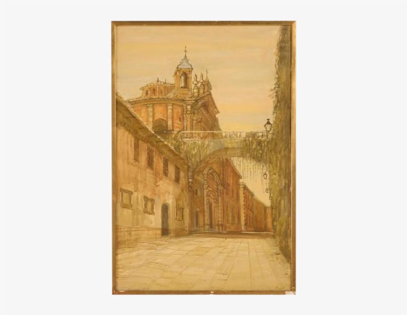 Deserted Continental Village Scene Oil Painting - Paint, transparent png #1680909