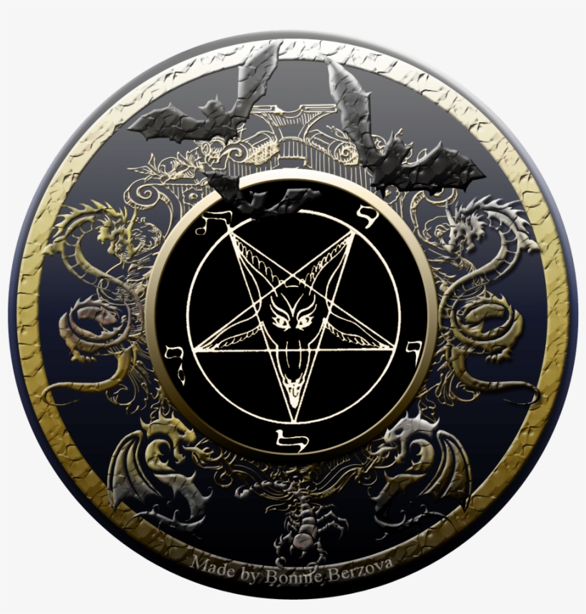 Baphomet With Dragons And Bats Charcoal Blue - Satanism, transparent png #1681094
