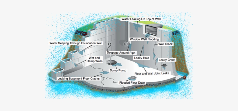 Foundation, Repair, Problem, Wet, Leaky, Walls, Leaking, - Digging A Basement, transparent png #1681218