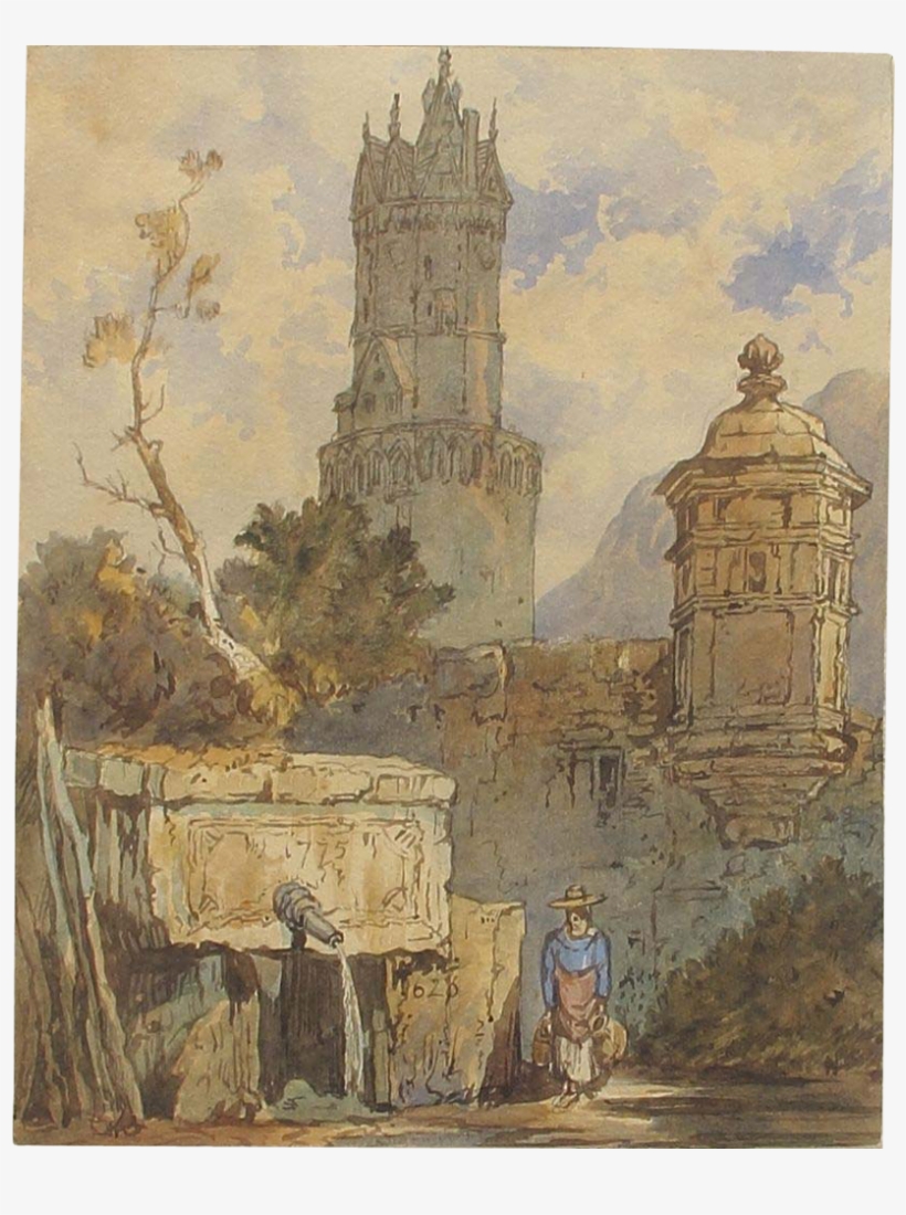 Antique Georgian English Watercolour/watercolor Of - Painting, transparent png #1683283
