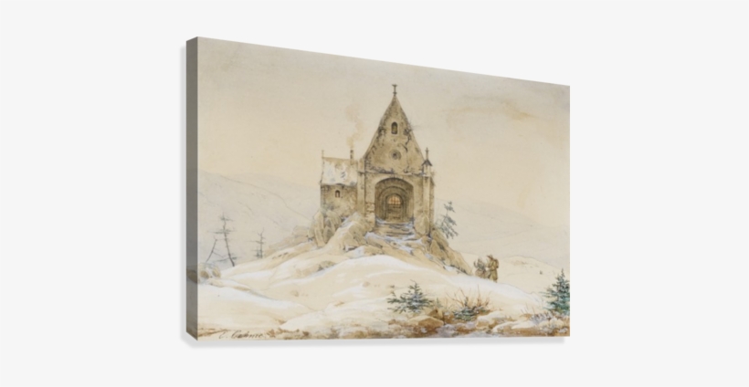 Bergkapelle During Winter Canvas Print - Ernst Ferdinand Oehme, transparent png #1683350