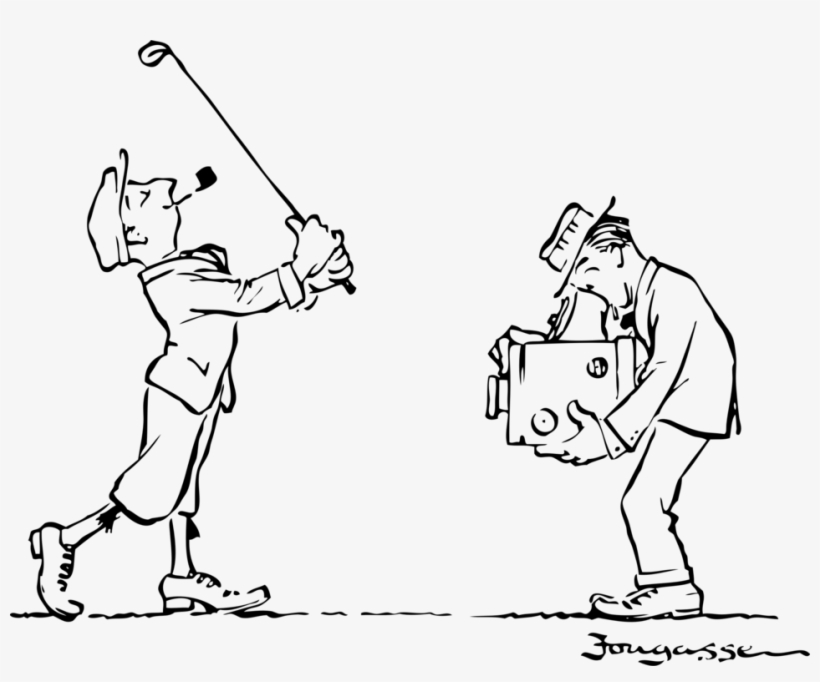 A Golfer's Posture - Golf Cartoon Black And White, transparent png #1683956