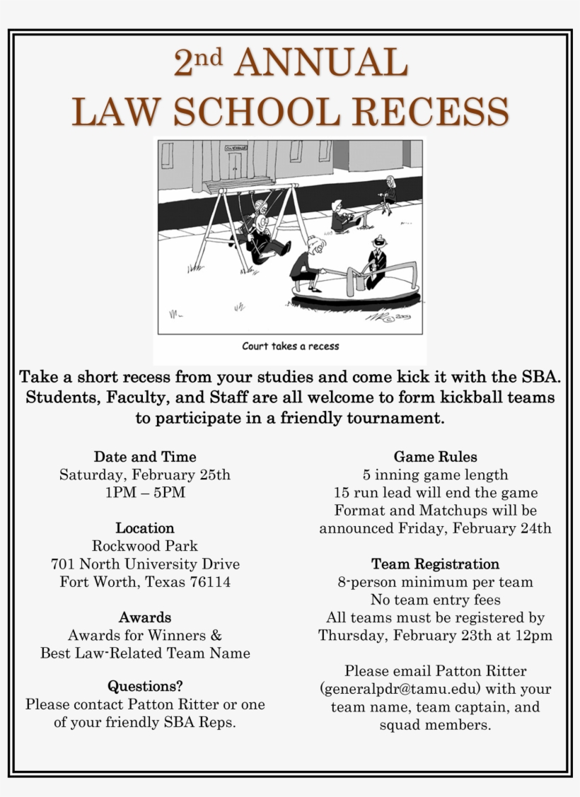 2nd Annual Law School Recess Kickball Tournament - School, transparent png #1684097