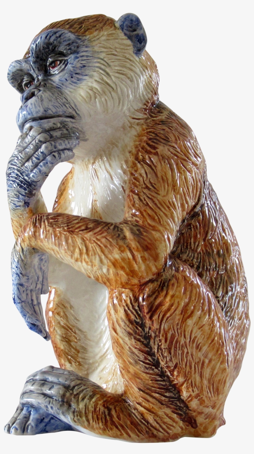 Vintage Italian Hand-painted Signed Majolica Monkey - Monkey, transparent png #1686275