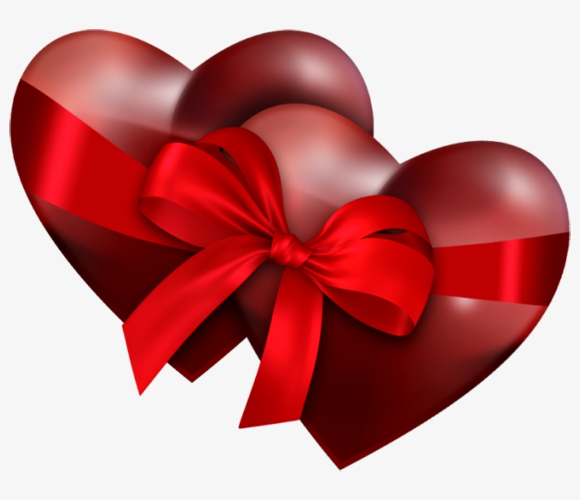 Two Heart With Ribbon - Two Heart Images Png, transparent png #1686315