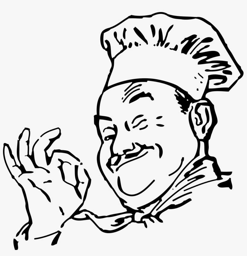Chef Drawing Hand - Cartoon Chef Black And White, transparent png #1686441