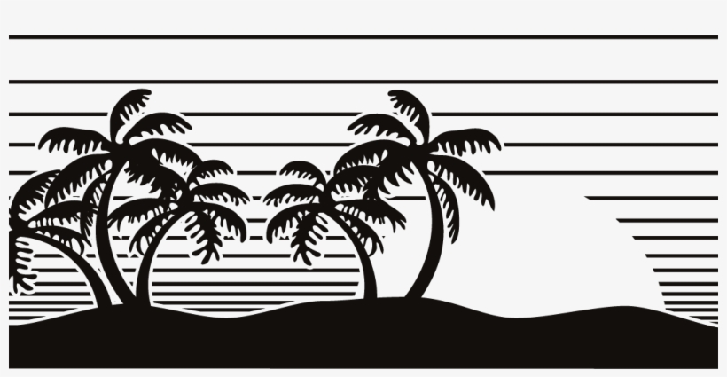 Beach Silhouette Labels - Beach Island Silhouette Png, transparent png #1686464