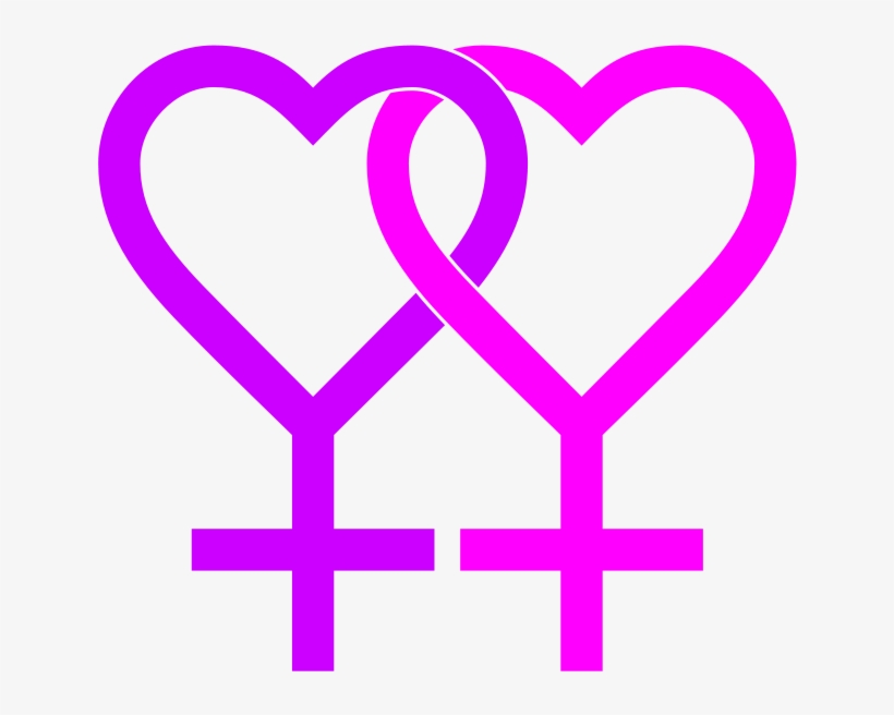 Lesbianl Symbol Two Hearts - Lesbian Symbol, transparent png #1686618