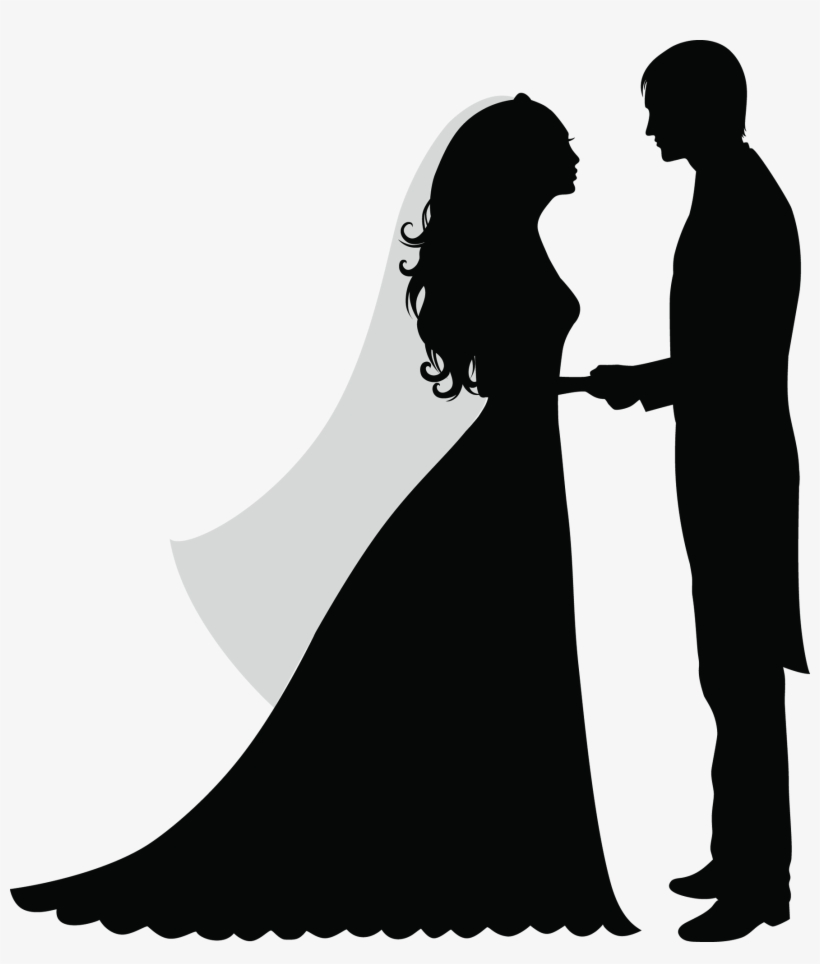 30 Wedding Party Silhouette Clipart Clip Etsy - Silhouette Of A Married Couple, transparent png #1686670