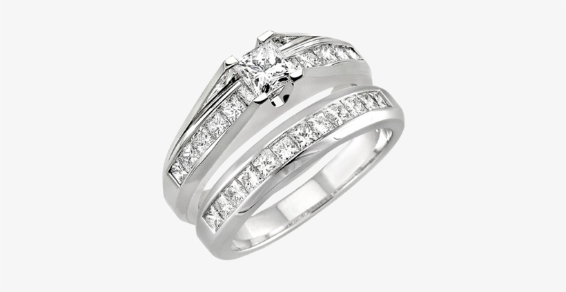 Brand Name Designer Jewelry In Mountain Home, Arkansas - Diamond Wedding Ring Set 2 Ct. Princess Cut Diamond, transparent png #1687280