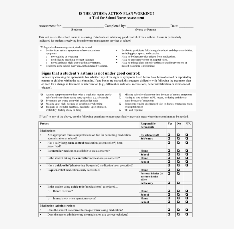Is The Asthma Action Plan Working A Tool For School - Action Plan, transparent png #1687739