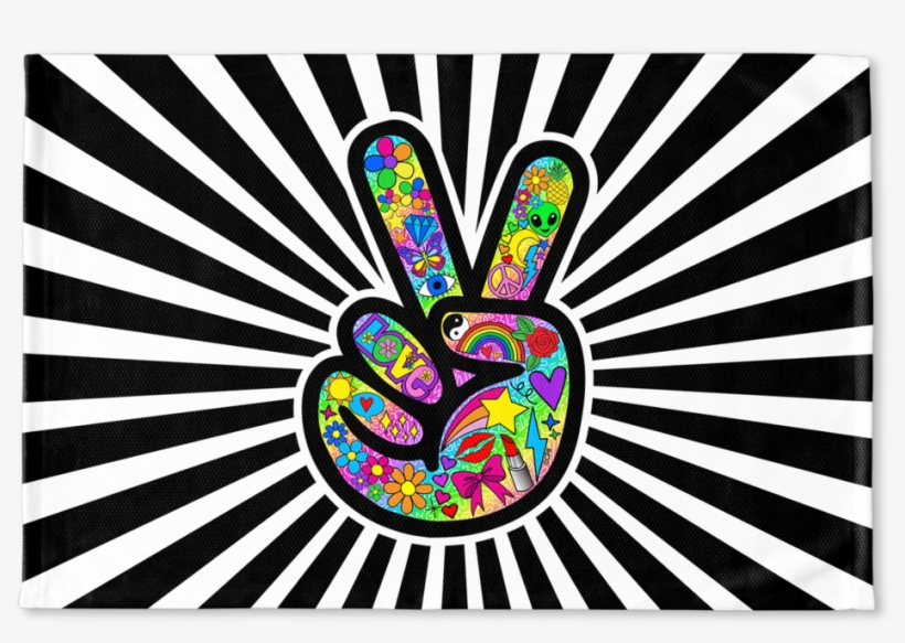 Funky Peace Sign Floormat - Ilusi Optik Hitam Putih, transparent png #1687790