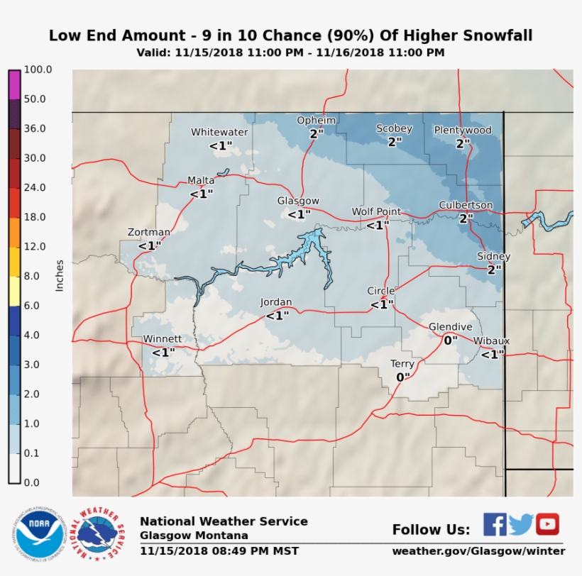 Minimum Potential Snow Accumulation - National Weather Service, transparent png #1688097