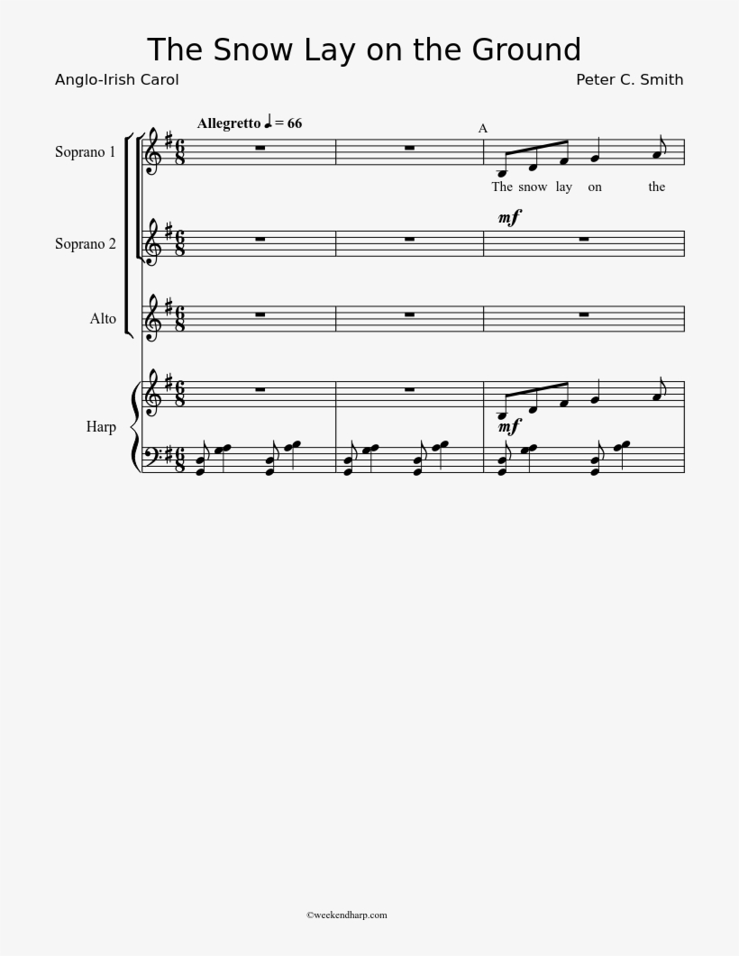 The Snow Lay On The Ground Sheet Music Composed By - Sheet Music, transparent png #1688170