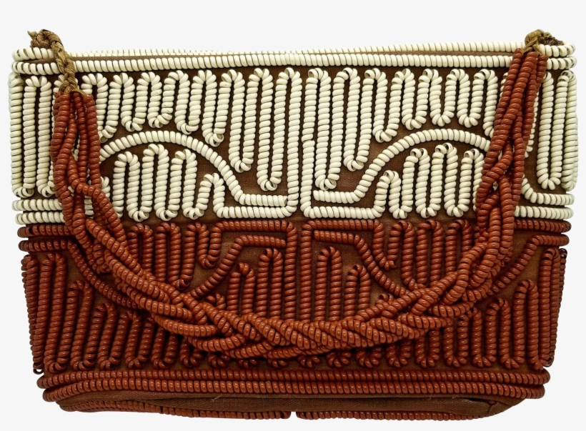 Vintage 'telephone Cord' Purse Handbag 1950s Brown - Handbag, transparent png #1688311