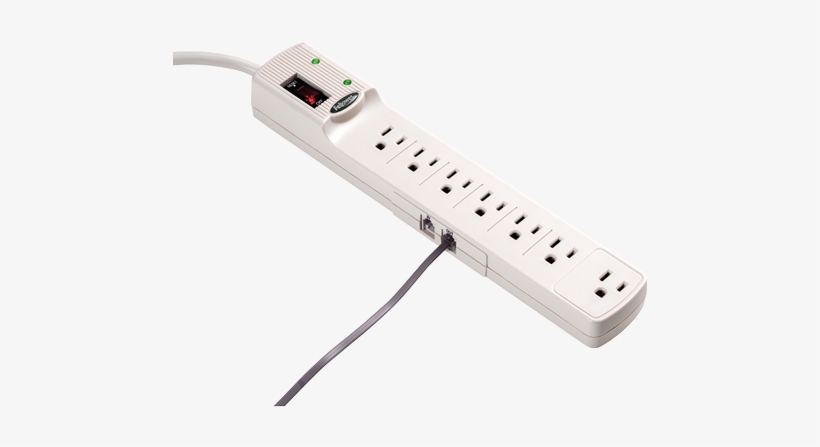 7 Outlet Surge Protector With Phone Protection - Power Strip, transparent png #1688534