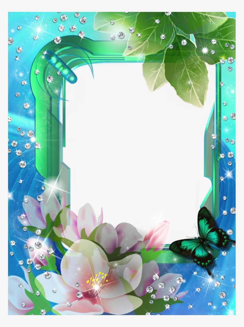 Blue Frame Png - Flower Frame Png Blue, transparent png #1689610