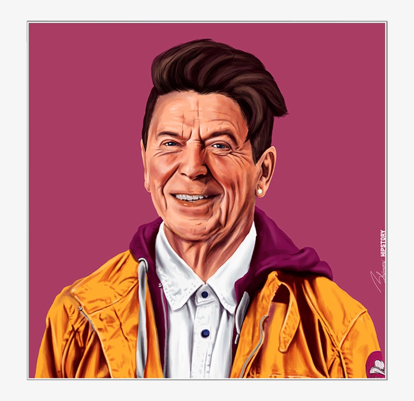 Ronald Reagan Interchangeable Fabric Art Print Created - Margaret Thatcher Kiss Ronald Reagan, transparent png #1691215