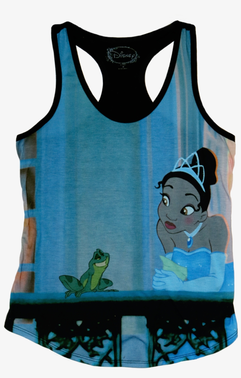 A Black Tanktop With Tiana Resting On The Ledge With - Disney 2 X 16 Tiana Y El Sapo, transparent png #1691263