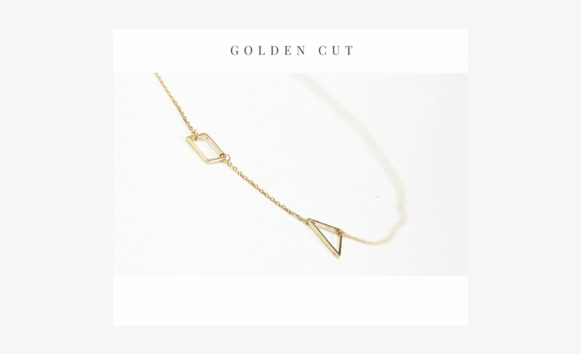 925 Gold Square Triangle Necklace - Body Jewelry, transparent png #1692195