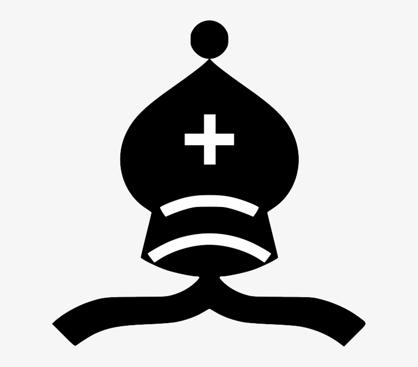 Black, Symbol, Cross, King, Cartoon, Chess, Game - Black Bishop Chess Piece, transparent png #1693003