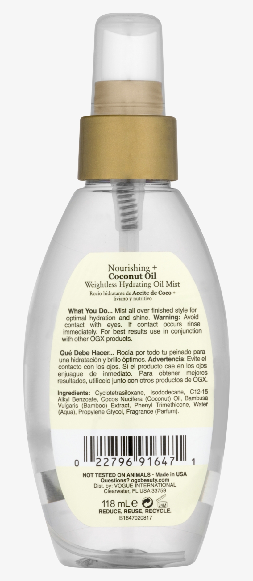 Ogx Nourishing Coconut Oil Weightless Hydrating Oil - Soucherie 2015 Anjou Blanc, transparent png #1693893