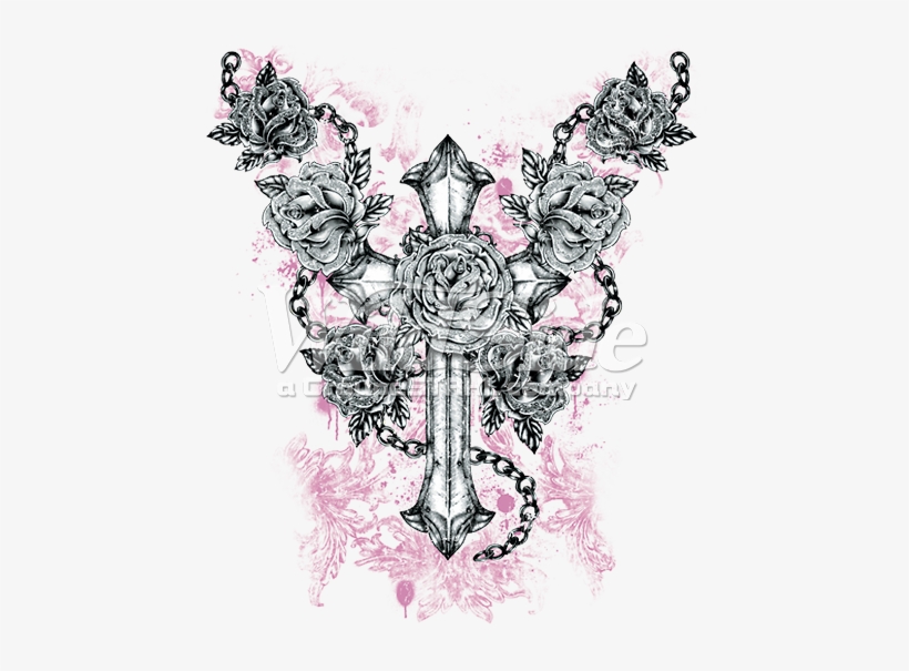 Tonal Gothic Cross & Rose - Visual Arts, transparent png #1696560