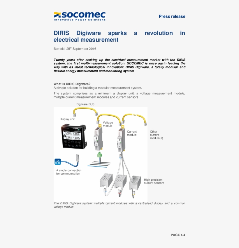 Diris Digiware Sparks A Revolution In Electrical Measurement - Socomec, Terminal Lug Kits, 4p, For 400a Sirco Disconnect,,, transparent png #1696784