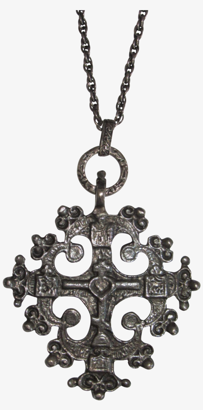 Italy Sterling Gothic Cross With Ornate Gargoyle Long, transparent png #1698059