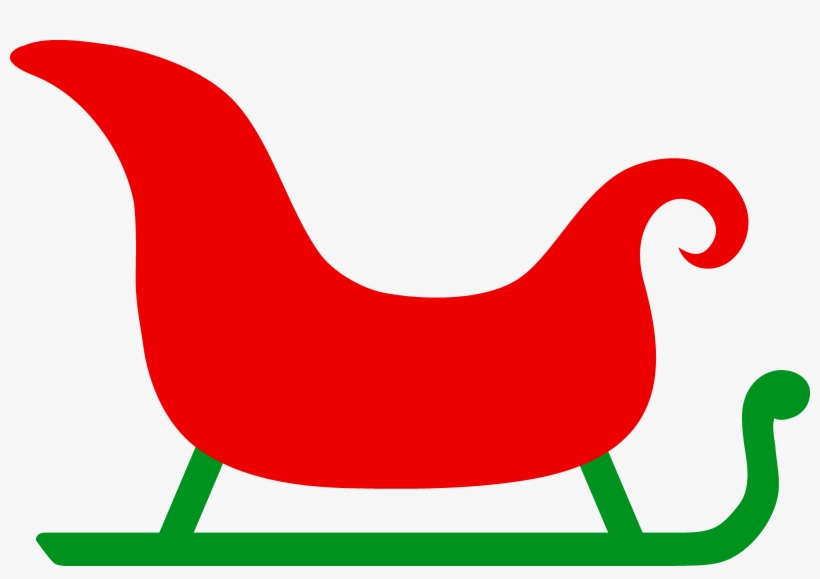 Simple Red And Green Sleigh - Santa's Sleigh Clipart, transparent png #1699682