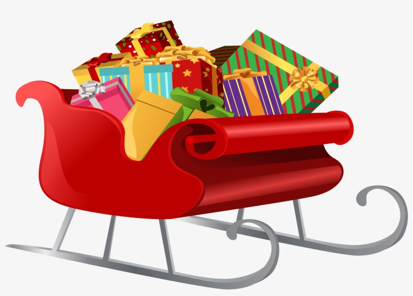 Santa Sleigh With Gifts Png Clip Art Image - Santa Sleigh With Presents Clipart, transparent png #1699757