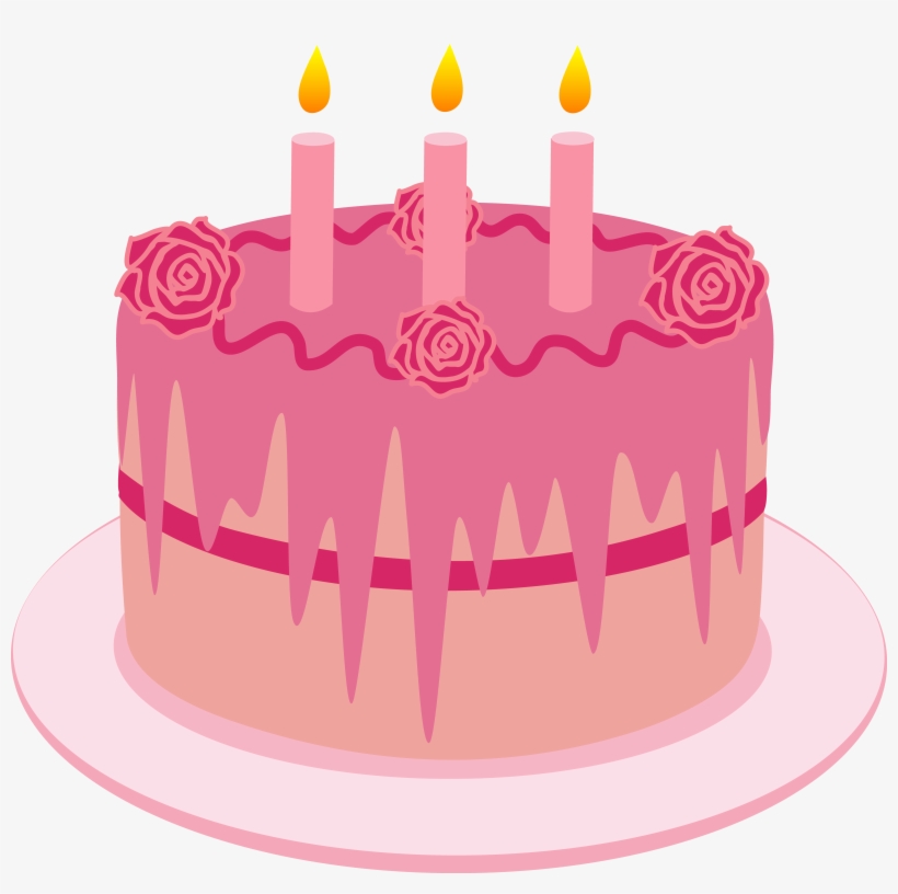 Cake Clipart Strawberry Cake - Pink Cake With Candles, transparent png #170070
