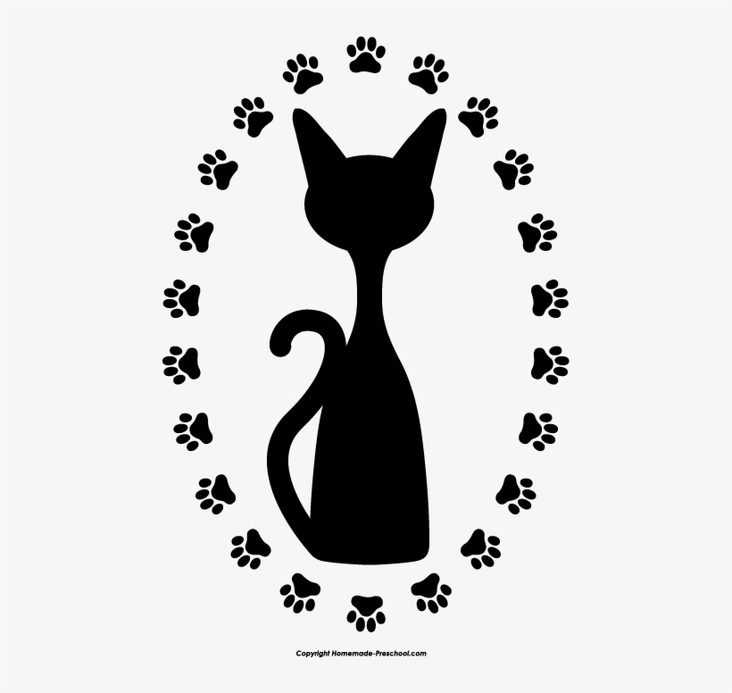 Free Paw Prints Clipart Clip Art Black And White Stock - Cat Paw Prints, transparent png #170886