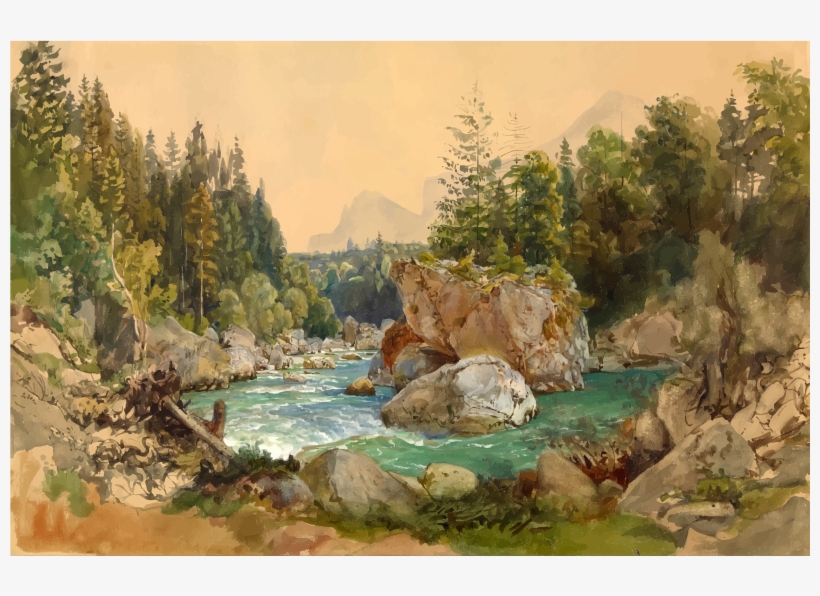 Medium Image - Wooded River Landscape In The Alps, transparent png #171222