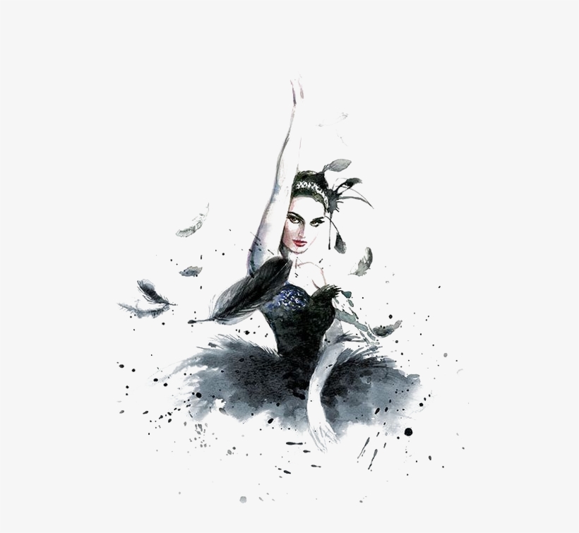 Drawing Ballet Cygnini Watercolor Painting Dance - Black Swan Painting, transparent png #171484