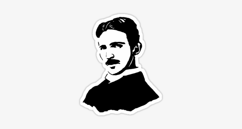 A Black And White Cut Out Stencil Head Shot Of The - Nikola Tesla Black And White, transparent png #171577