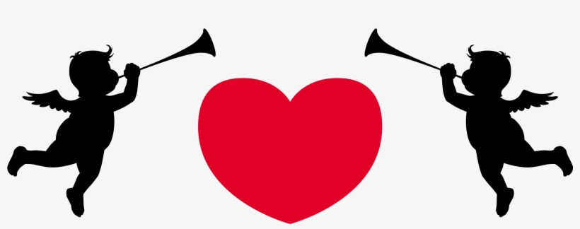 Cupids Silhouettes With Heart Png Clipart - Araw Ng Mga Puso, transparent png #171619