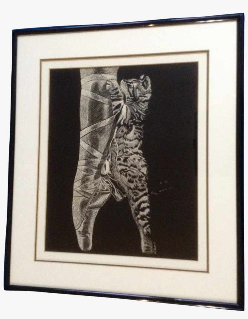 J Long, Kitten Cat On A Ballerina Foot Scratch Painting - Art, transparent png #171639