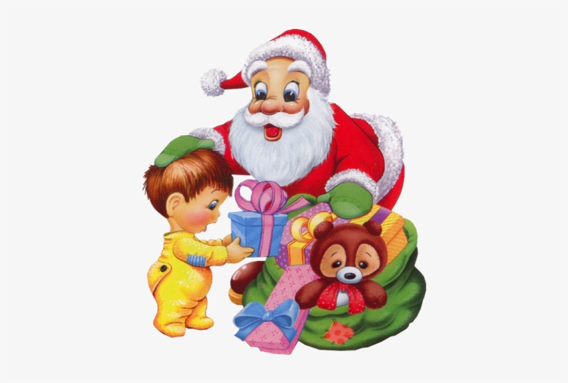 Cute Santa And Kid Png Clipart - Santa With Children Clipart, transparent png #171719