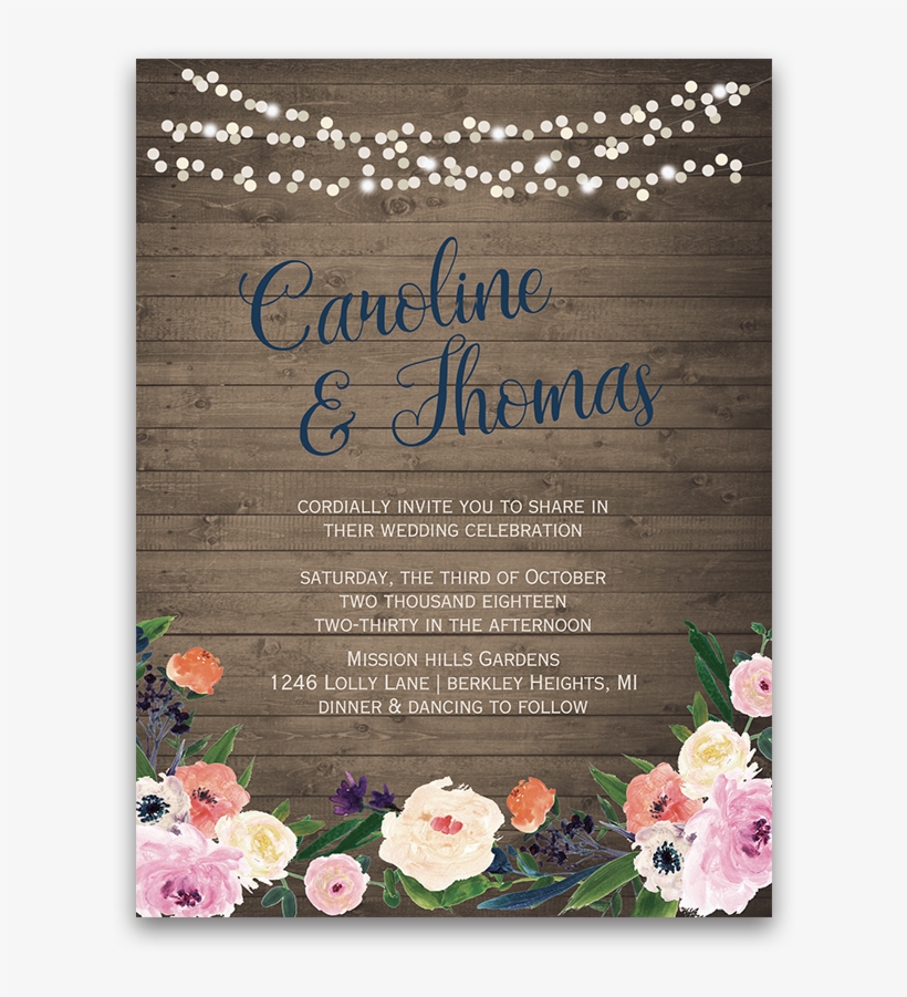 Watercolor Floral Bohemian Wildflower Wedding Invitation - Wedding Invitation, transparent png #171742