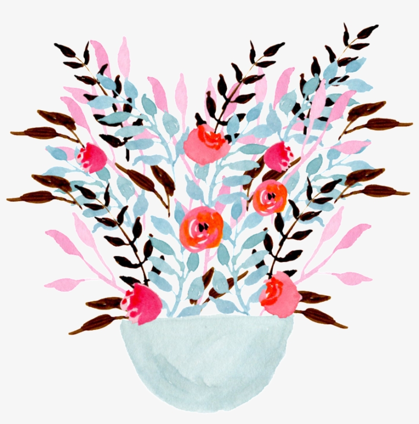 Watercolor Flower Pot Decoration Vector - Watercolor Painting, transparent png #172105
