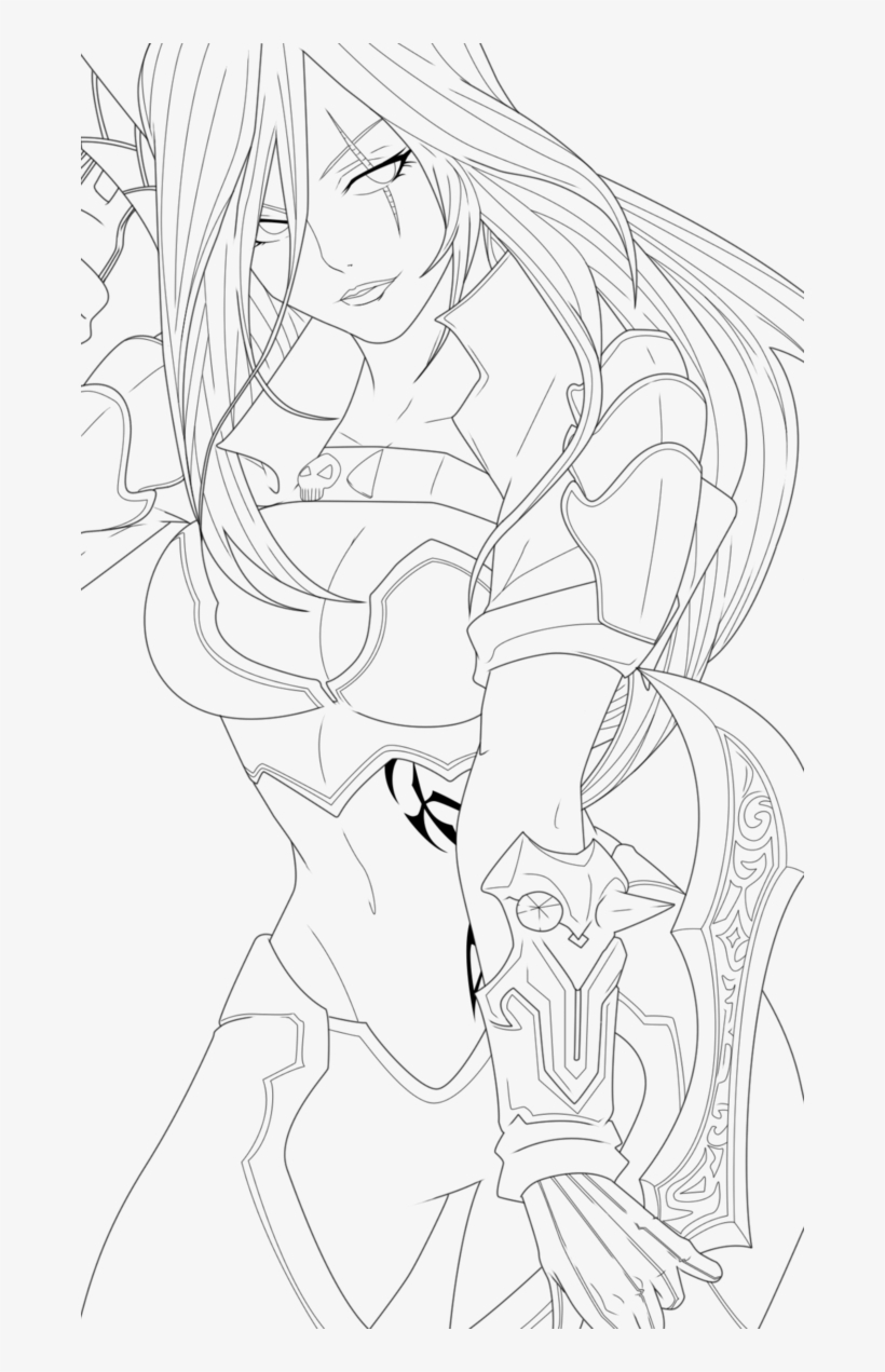 Clipart Free Katarina Of Legends Lineart By Swanartstudio - Katarina Lol Line Art, transparent png #172135