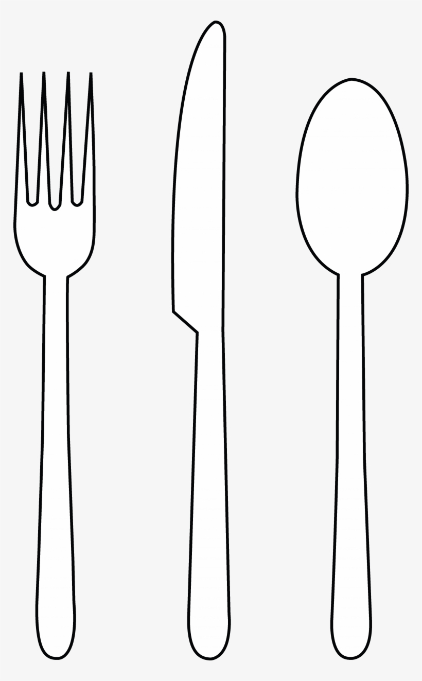 Outline Of Knife Fork Spoon - Fork And Knife White Png, transparent png #172154